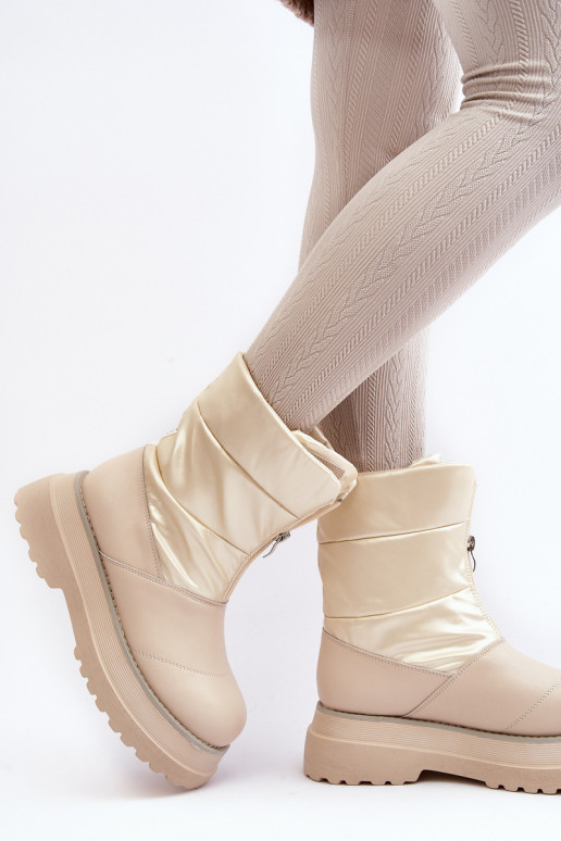 Stivali da neve Femminile Su una suola spessa con cerniere GOE MM2N4079 beige Stivali da neve Femminile Su una suola spessa con cerniere GOE MM2N4079 beige