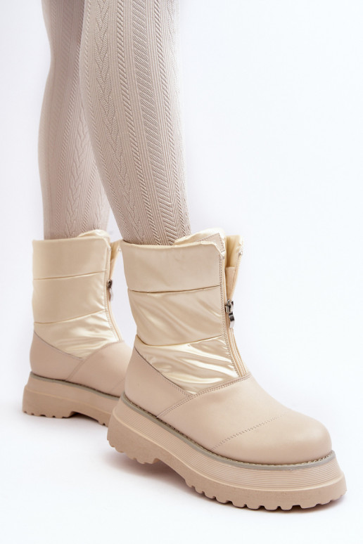 Stivali da neve Femminile Su una suola spessa con cerniere GOE MM2N4079 beige Stivali da neve Femminile Su una suola spessa con cerniere GOE MM2N4079 beige
