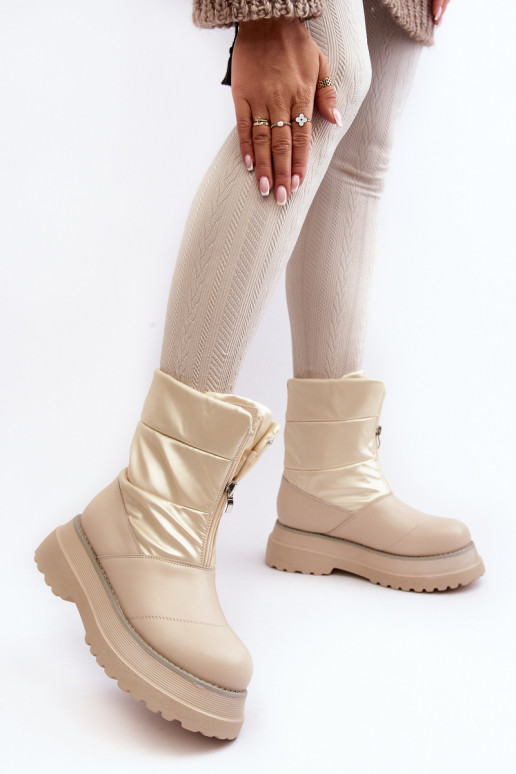 Stivali da neve Femminile Su una suola spessa con cerniere GOE MM2N4079 beige Stivali da neve Femminile Su una suola spessa con cerniere GOE MM2N4079 beige