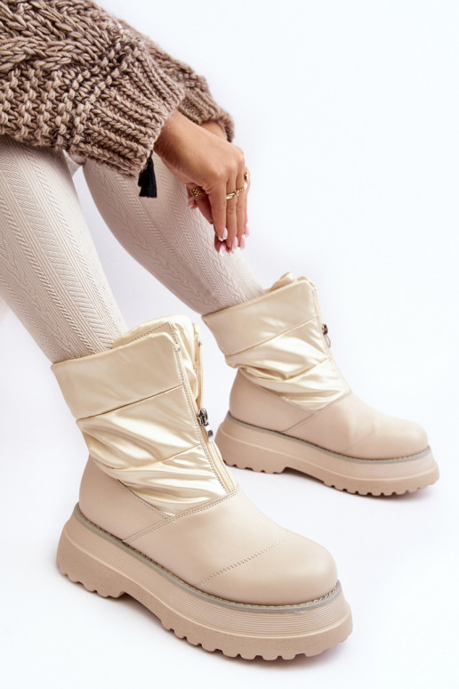 Stivali da neve Femminile Su una suola spessa con cerniere GOE MM2N4079 beige Stivali da neve Femminile Su una suola spessa con cerniere GOE MM2N4079 beige