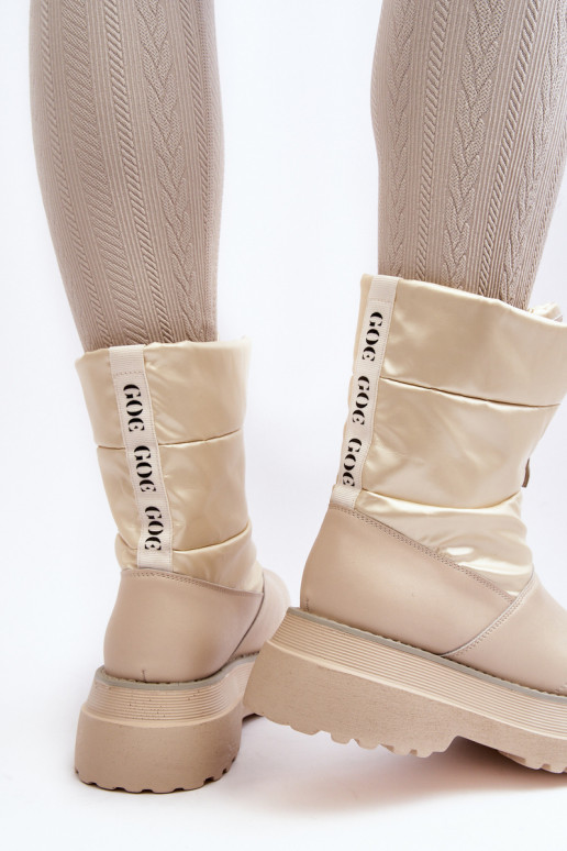 Stivali da neve Femminile Su una suola spessa con cerniere GOE MM2N4079 beige Stivali da neve Femminile Su una suola spessa con cerniere GOE MM2N4079 beige