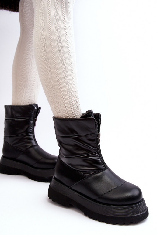 Stivali da neve Femminile Su una suola spessa con cerniere GOE MM2N4078 colore nero Stivali da neve Femminile Su una suola spessa con cerniere GOE MM2N4078 colore nero