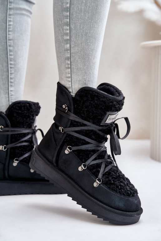 Stivali da neve con una piattaforma Vegano D.Franklin DFSH370004 colore nero