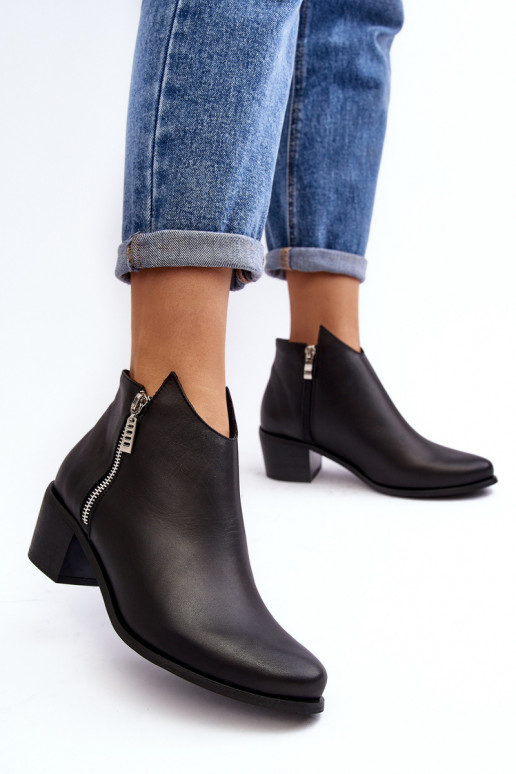 Pelle Stivali da donna Con piano basso con i tacchi Con cursori colore nero Annaja Pelle Stivali da donna Con piano basso con i tacchi Con cursori colore nero Annaja