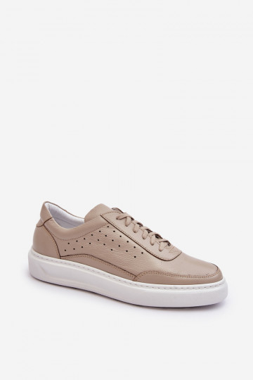 Scarpe sportive in pelle da uomo Zazoo 1544 color sabbia