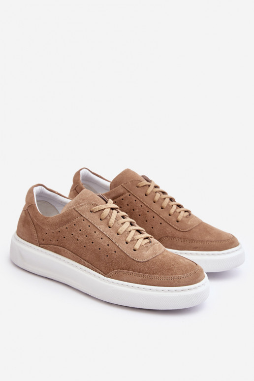 Deveschio scarpe da ginnastica dalla pelle scamosciata Zazoo 1544 beige