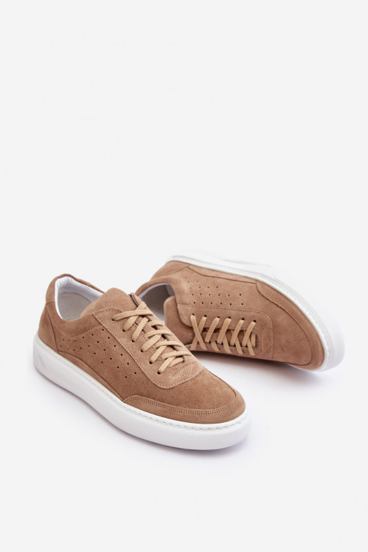 Deveschio scarpe da ginnastica dalla pelle scamosciata Zazoo 1544 beige