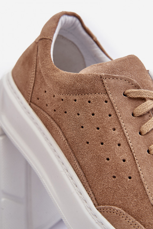 Deveschio scarpe da ginnastica dalla pelle scamosciata Zazoo 1544 beige