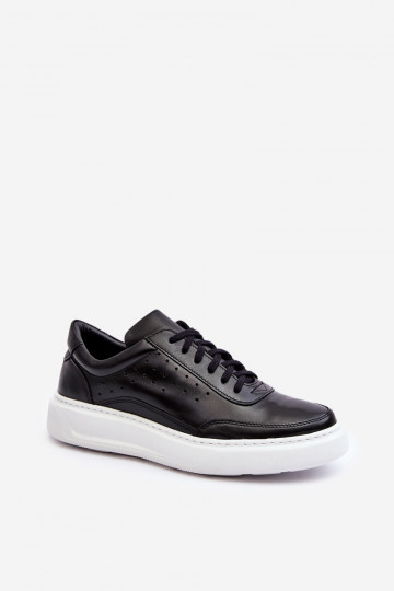 Scarpe sportive in pelle da uomo Zazoo 1544 nere
