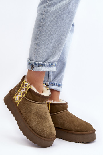 Pelle dalla pelle scamosciata Stivali da neve Femminile colore verde Vebissat 2