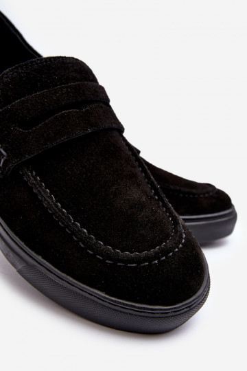 dalla pelle scamosciata Scarpe da uomo Mocassini Zazoo 1574 colore nero 2