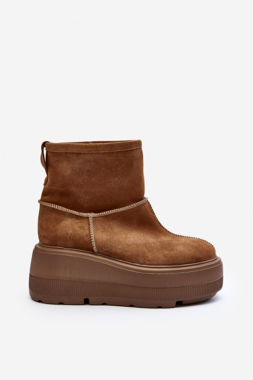 Pelle Femminile Stivali con suole massicce alla moda colore marrone Zazoo 3424