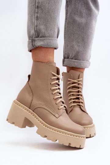 Zazoo 3413 Stivali da donna stivali da equitazione alti Su tacchi enormi beige