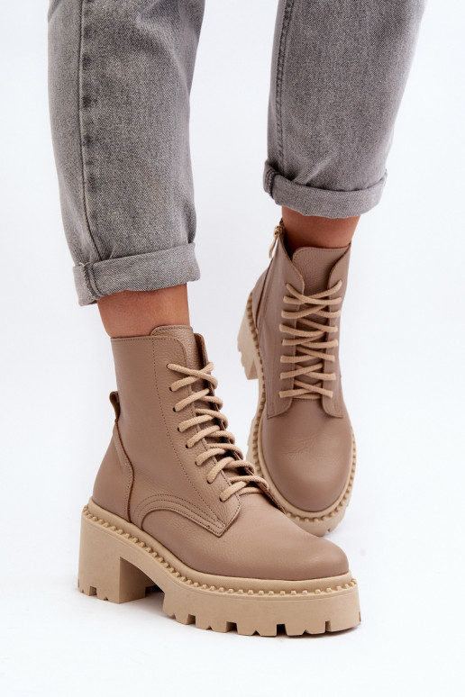 Zazoo 3413 Stivali da donna stivali da equitazione alti Su tacchi enormi beige