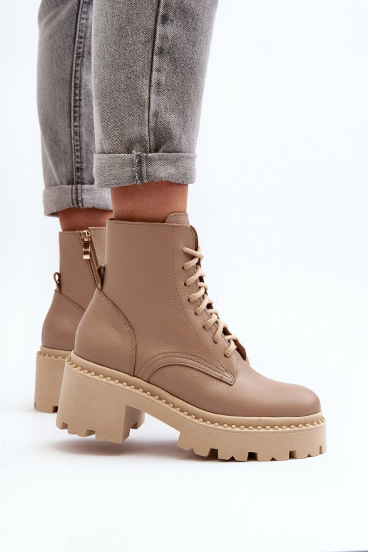 Zazoo 3413 Stivali da donna stivali da equitazione alti Su tacchi enormi beige