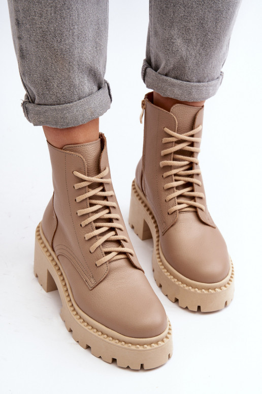 Zazoo 3413 Stivali da donna stivali da equitazione alti Su tacchi enormi beige