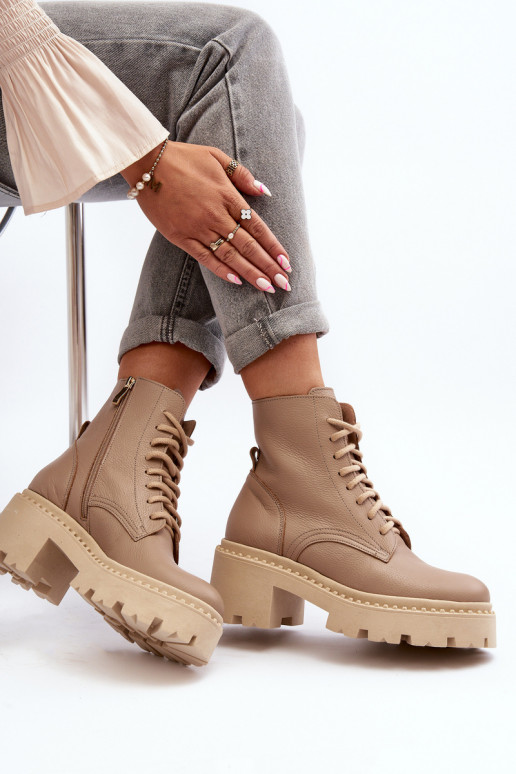 Zazoo 3413 Stivali da donna stivali da equitazione alti Su tacchi enormi beige