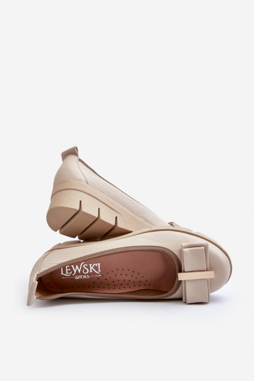 Ballerine Pelle con una piattaforma con ornamenti color crema LeAski 3384 Ballerine Pelle con una piattaforma con ornamenti color crema LeAski 3384