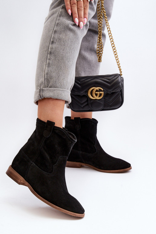 Zazoo 2326 dalla pelle scamosciata Un modello convincente Stivali da donna colore nero