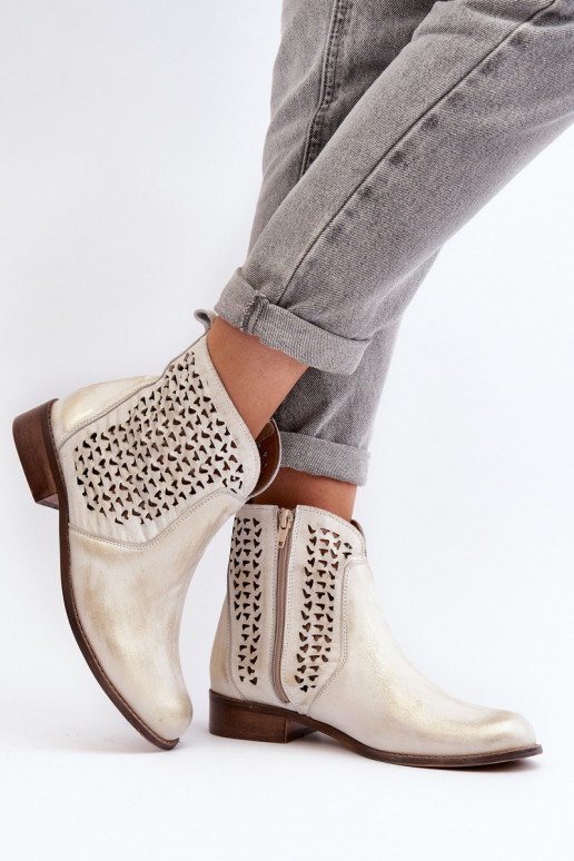 Zazoo 2791 Pelle Stivali traforati colore dorato