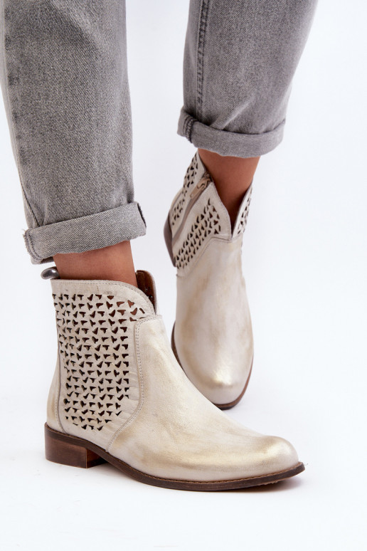 Zazoo 2791 Pelle Stivali traforati colore dorato