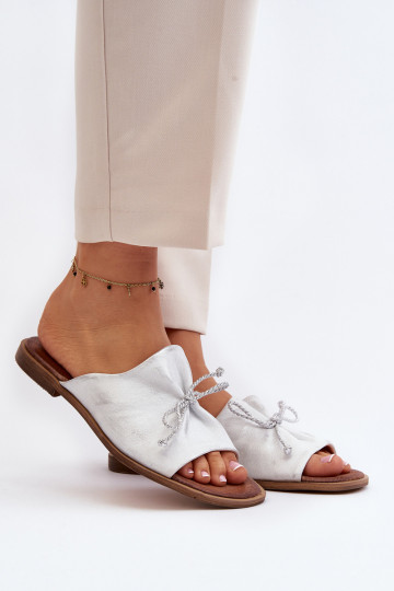 Zazoo 2659 Pantofole in pelle Femminile color argento