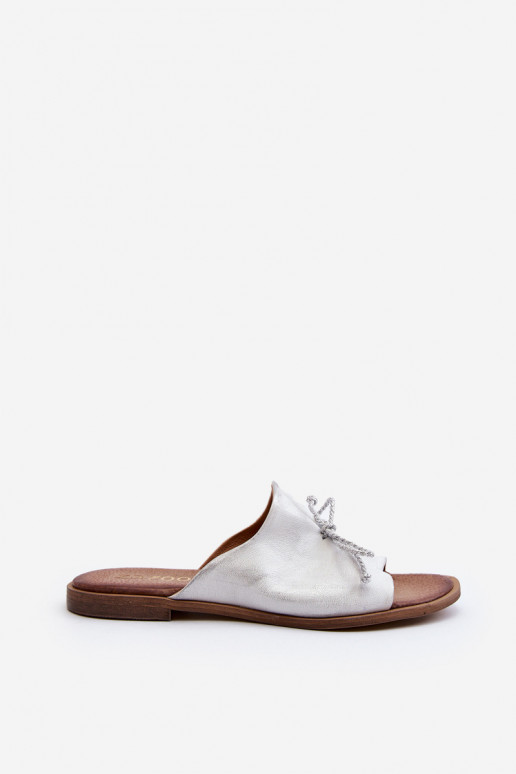 Zazoo 2659 Pantofole in pelle Femminile color argento Zazoo 2659 Pantofole in pelle Femminile color argento