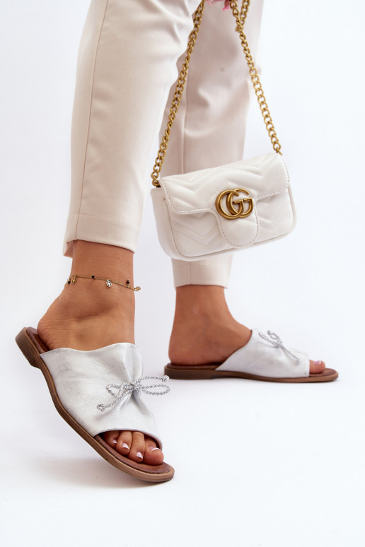 Zazoo 2659 Pantofole in pelle Femminile color argento Zazoo 2659 Pantofole in pelle Femminile color argento