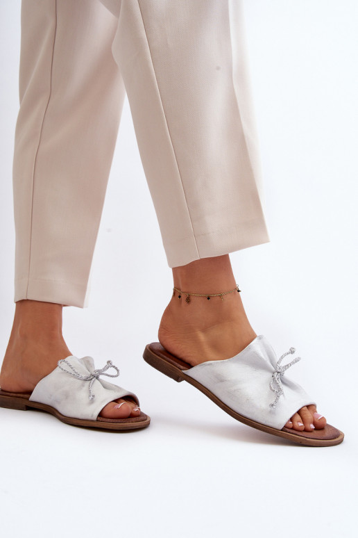 Zazoo 2659 Pantofole in pelle Femminile color argento Zazoo 2659 Pantofole in pelle Femminile color argento