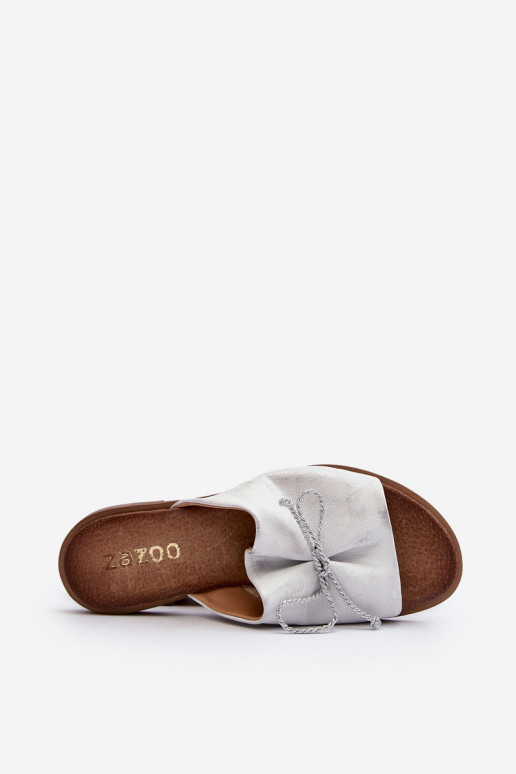 Zazoo 2659 Pantofole in pelle Femminile color argento Zazoo 2659 Pantofole in pelle Femminile color argento