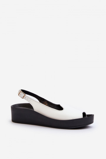 Zazoo 2893 Sandali in pelle da donna con tacco spesso bianchi
