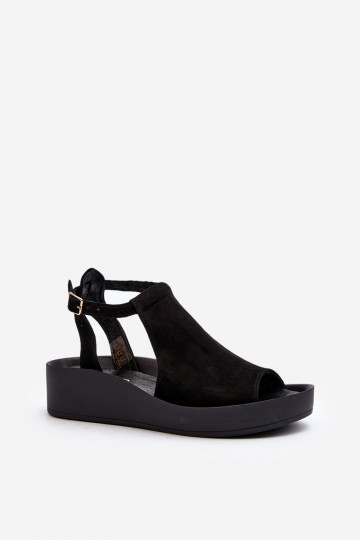 Zazoo 2914 Sandali da donna in camoscio colore nero