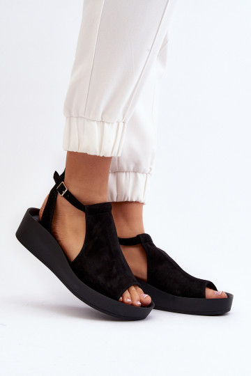 Zazoo 2914 Sandali da donna in camoscio colore nero 2