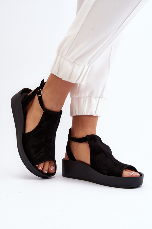 Zazoo 2914 Sandali da donna in camoscio colore nero