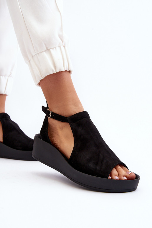 Zazoo 2914 Sandali da donna in camoscio colore nero