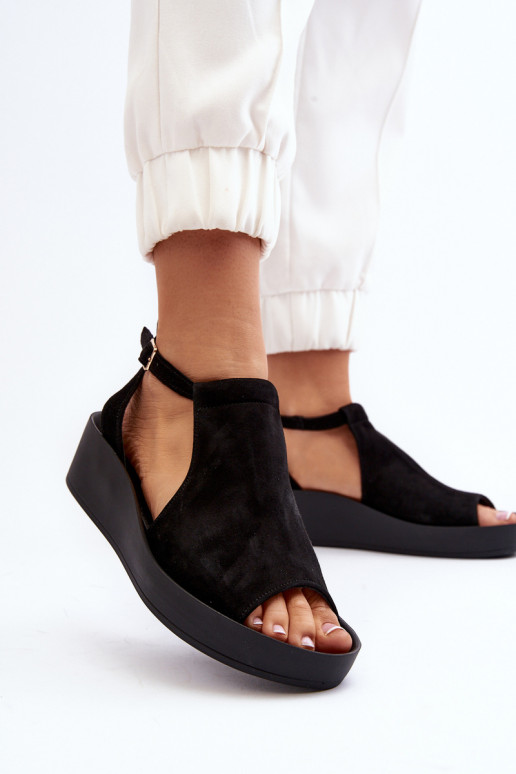 Zazoo 2914 Sandali da donna in camoscio colore nero