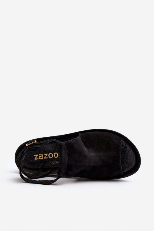Zazoo 2914 Sandali da donna in camoscio colore nero