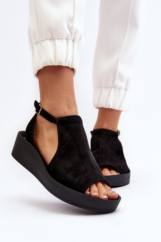 Zazoo 2914 Sandali da donna in camoscio colore nero