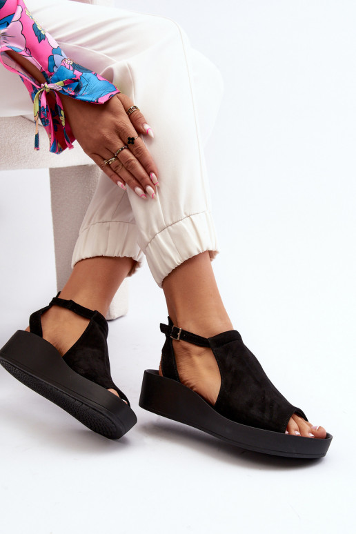 Zazoo 2914 Sandali da donna in camoscio colore nero