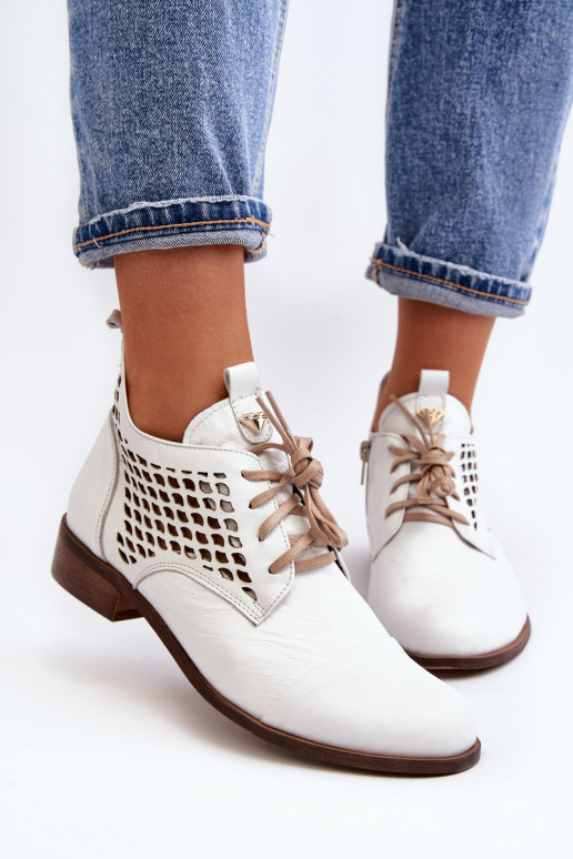 Zazoo 2878 Basso Stivali traforati Pelle Femminile Colore bianco