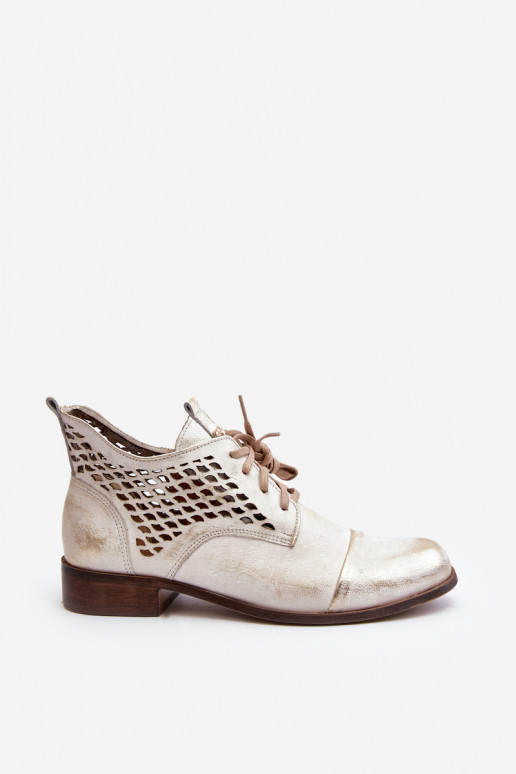 Zazoo 2878 Basso Stivali traforati Pelle Femminile color argento