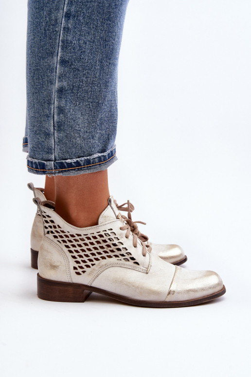 Zazoo 2878 Basso Stivali traforati Pelle Femminile color argento