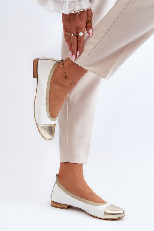 Zazoo 2890 Ballerine Bianco-colore dorato Zazoo 2890 Ballerine Bianco-colore dorato