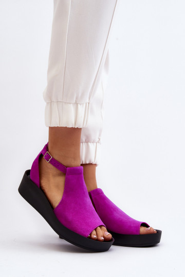 Zazoo 2914 Sandali da donna in camoscio colore rosa 2