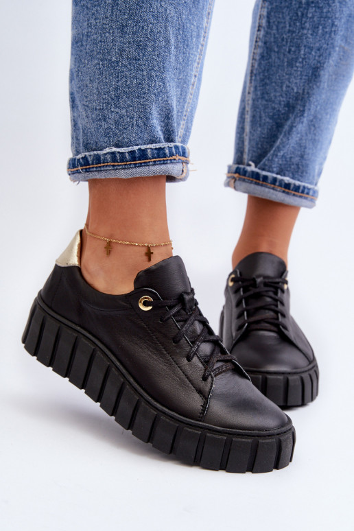 Zazoo 2919 Femminile Pelle scarpe Su una suola spessa colore nero Zazoo 2919 Femminile Pelle scarpe Su una suola spessa colore nero