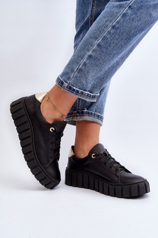 Zazoo 2919 Femminile Pelle scarpe Su una suola spessa colore nero Zazoo 2919 Femminile Pelle scarpe Su una suola spessa colore nero