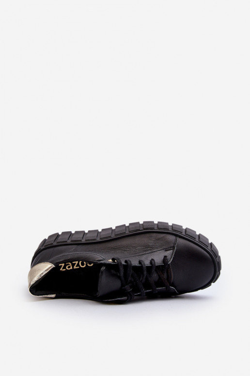 Zazoo 2919 Femminile Pelle scarpe Su una suola spessa colore nero Zazoo 2919 Femminile Pelle scarpe Su una suola spessa colore nero