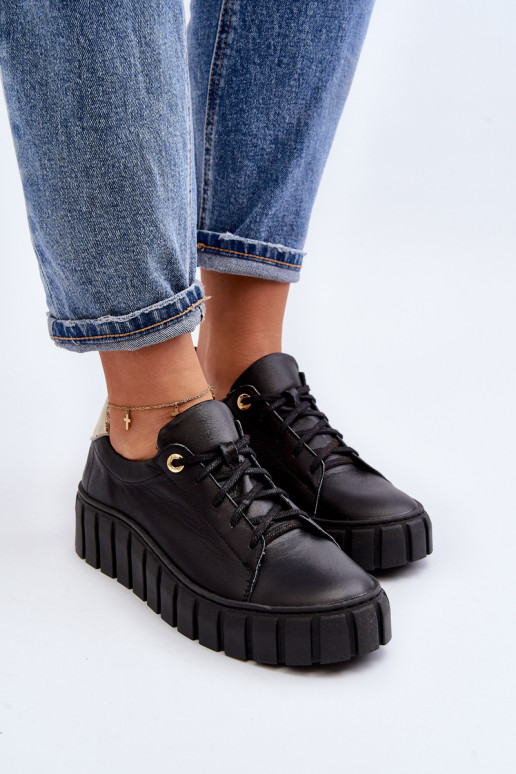 Zazoo 2919 Femminile Pelle scarpe Su una suola spessa colore nero Zazoo 2919 Femminile Pelle scarpe Su una suola spessa colore nero