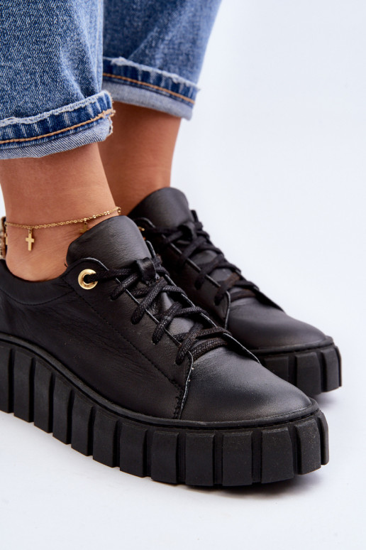 Zazoo 2919 Femminile Pelle scarpe Su una suola spessa colore nero Zazoo 2919 Femminile Pelle scarpe Su una suola spessa colore nero