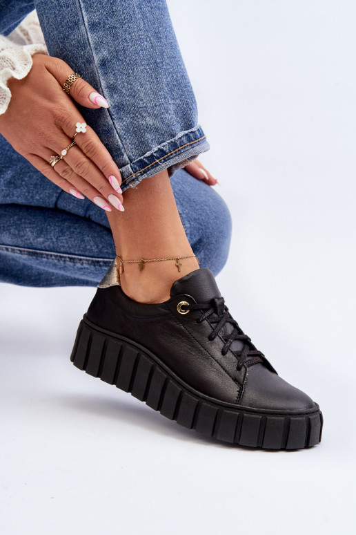 Zazoo 2919 Femminile Pelle scarpe Su una suola spessa colore nero Zazoo 2919 Femminile Pelle scarpe Su una suola spessa colore nero